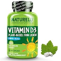 Vitamin D - 2500 IU - Plant Based from Lichen - Natural D3 Supplement for Immune System, Bone Support, Joint Health - Vegan - Non-GMO - Gluten Free - 120 Capsules
