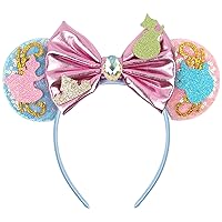 Sequin Mouse Ears Headbands for Women Girls Boys, Glitter Bows Headband for Kids Adults Birthday Party Costume Halloween