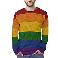 LGBT Pride Flag Men's Shirts Long Sleeve Print Pullover T Shirts Casual Sports Tee Tops