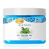 Massage Cooling Gel for Pedicure, Mint and Eucalyptus Oil with Menthol 16 Oz, Peppermint Extract - Professional Strength Pedicure Foot and Leg Ice Cooling Gel Massage Therapy,