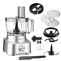 14 Cup Food Processor-2021 MAGICCOS 10-in-1 Food Chopper for Dicing, Egg Whisking, Chopping, Kneading, Mashing, Fine/Coarse Slicing&Shredding, 1000W with Pulse, Silver Die-Casting Aluminum Luxury Base