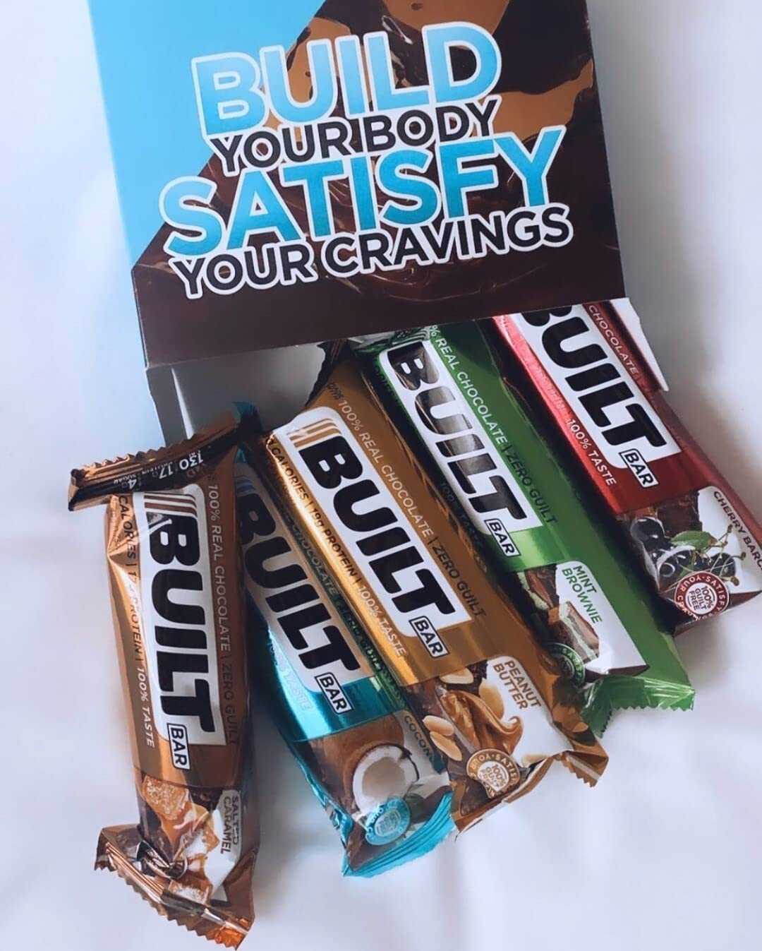 Built Bar 18 Bar Variety Pack Protein and Energy Bars - 100% Real Chocolate - High Protein, Whey and Fiber - Low Carb, Low Calorie, Low Sugar - Gluten Free (9 Flavor Mixed Box of Built Bars)