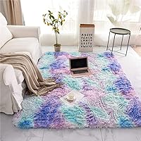 Meeting Story Shaggy Tie Dye Rugs for Girls Living Room Nursery Kids, Fluffy Shag Fuzzy Soft Carpet for Bedroom, Indoor Foyer Floor Mat, Thick Plush Bedside Area Rug Non-Skid (Blue Purple,6'x9')