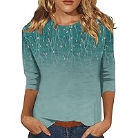 Solid Colour 3/4 Sleeve Top, Women's Casual O-Neck Three Quarter Sleeve Solid Color Top