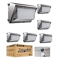 Lightdot 6Pack 150W LED Wall Pack Lights, 100-277v Dusk to Dawn with Photocell, 22500Lm 5000K Daylight IP65 Waterproof Wall Mount Outdoor Security Lighting Fixture, Energy Saving