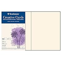 Strathmore Creative Cards, Ivory with Deckle Edge, 5x6.875 inches, 50 Pack, Envelopes Included - Blank Greeting Cards for Weddings, Events, Birthdays