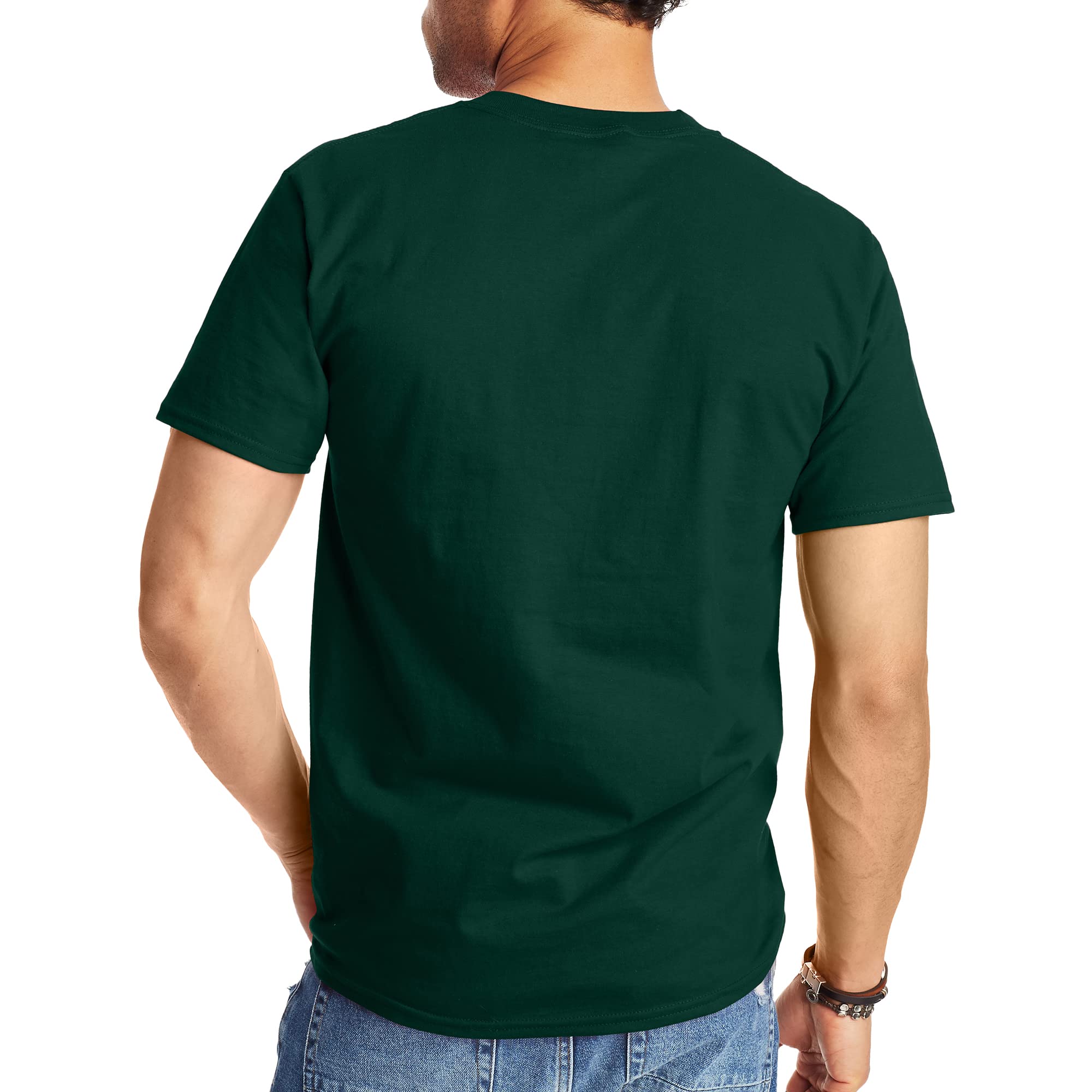 Hanes Men's Standard BeefyT T-Shirt, Heavyweight Cotton Crewneck Tee, 1 or 2 Pack, Available in Tall Sizes, DEEP Forest-1 Pack, 4X Large