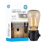 GE Vintage LED Edison Night Light, Plug-in, Dusk to Dawn Sensor, Farmhouse, Rustic, Home Décor, Warm White, UL-Listed, Ideal for Bedroom, Bathroom, Kitchen, Hallway, Black, 1 Pack, 64346
