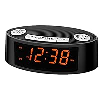 iTOMA AM/FM Alarm Clock Radio with Dual Alarm, Sleep Timer & Snooze Functions, Orange LED Display, 4-Level Dimming Option CKS3301U