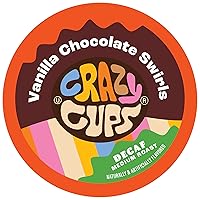 Crazy Cups Decaf Flavored Coffee pods, Vanilla Chocolate Swirls, Single-Serve Medium Roast Coffee Cups for Keurig K-Cup Machines, Brew Hot or Iced Coffee, 22 Count