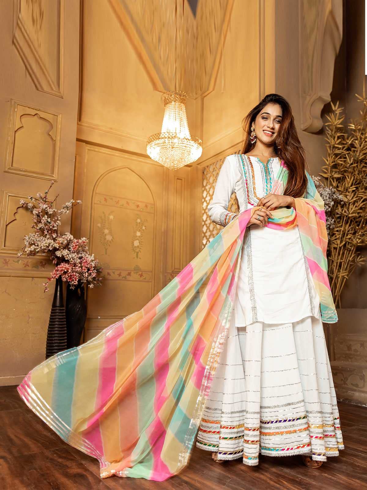 Indian Kurti for Womens With Palazzo Dupatta|| Rayon Lace Work Sarara Style Kurta Kurtis Tunic For Women