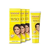 Vicco Turmeric WSO Skin Cream, Turmeric Face Cream, Turmeric Cream, Suitable for All Skin Types, 100% Natural, (Pack of 3 x 2.82 oz)