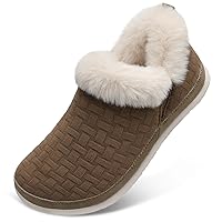FEETCITY House Slippers for Women Men Memory Foam Slippers Closed Back Cozy Faux Furry Lining House Shoes Slippe Bedroom Shoes Non Slip Indoor/Outdoor