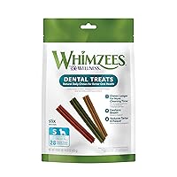 WHIMZEES by Wellness Dental Chews for Dogs, Natural, Long Lasting Treats for Cleaner Teeth & Fresher Breath, Grain Free & Hypoallergenic, 28 Chews