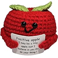 Funny Mini Positive Potato,3 Inch Cute Crochet Doll with Positive Card,Soft Wool Knitting Toy Decoration Encouragement Support for Birthday Gifts Room Decor (A-apples-1PCS)