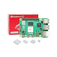 WayPonDEV Raspberry Pi 5 8GB Starter Kit, Broadcom BCM2712 Arm Cortex-A76 2.4GHz Quad-core Single Board Computer, Support Dual 4Kp60 Display with Heatsinks 4pcs (8GB RAM)
