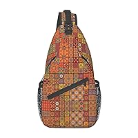 Sling Bag Group Of Moroccan Geometric Print Sling Backpack Crossbody Chest Bag Daypack For Hiking Travel