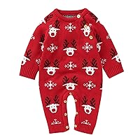 Snap Dinosaur Deer Christmas Jumpsuit Knitted Cotton Outfits Girls Boys Romper Baby Baby Boy Clothes 24 Months