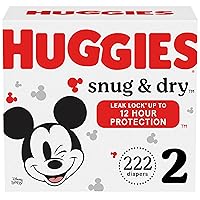 Huggies Size 2 Diapers, Snug & Dry Baby Diapers, Size 2 (12-18 lbs), 222 Count (3 packs of 74), Packaging May Vary