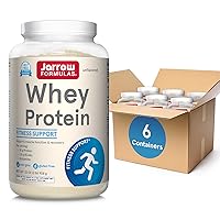 Jarrow Formulas Whey Protein With 18g of Protein, 3.8g of BCAAs, and Glutamine, Dietary Supplement for Muscle Function & Recovery Support, 32 oz Unflavored Powder, Approximately 38 Day Supply, 6 Packs