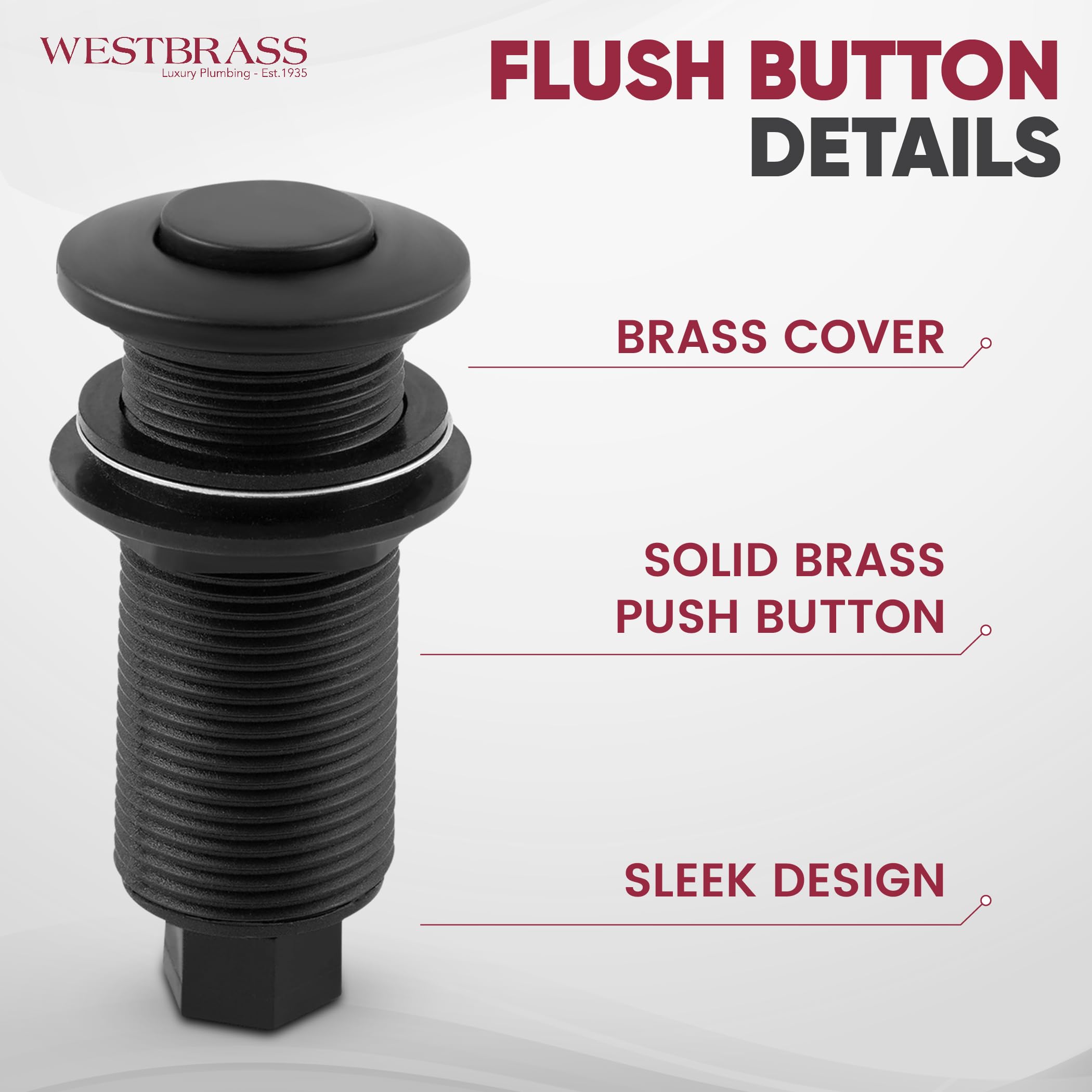 Westbrass ASB-2B3-19 Sink Top Waste Disposal Air Switch and Dual Outlet Control Box, Flush Button, Champagne Bronze