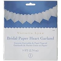 Darice VL0261 Bridal Heart Tissue Paper Garland, White, 9-Feet
