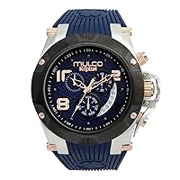 MULCO Men’s Watch Kripton Stainless Steel with Silicone Strap Quartz Chronograph Movement Premium Analog Display, Water Resistant