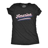 Crazy Dog T-Shirts Womens America Retro Glitter T Shirt Cool Patriotic Fourth of July Party Tee for Ladies