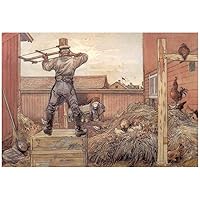Paintings on Canvas - 5 Famous Art Oil Paintings - the manure pile 1906 Carl Larsson -04, 50-$2000 Hand Painted by Art Academies' Teachers