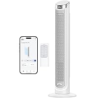 Dreo Smart Tower Fans that Blow Cold Air, Standing Fan for Bedroom, 90° Oscillating, 26ft/s Velocity Quiet Floor Fan with Remote, 8H Timer, Voice Control Bladeless Fans for Indoors, Works with Alexa