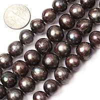 GEM-Inside 10.5-11.5mm Round Brown Freshwater Pearl Strand 15 Inches Fashion Jewelry Making Beads