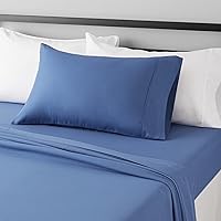 Amazon Basics Lightweight Super Soft Easy Care Microfiber 3-Piece Bed Sheet Set with 14-Inch Deep Pockets, Twin, Dutch Blue, Solid
