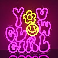 You Glow Girl Neon Sign Pink Led Neon Signs for Wall Decor USB Glowing Girl Neon Light Signs Man Cave Wall Art Signs for Bedroom Girls Room Bar Club Shop Office Wedding Birthday Party