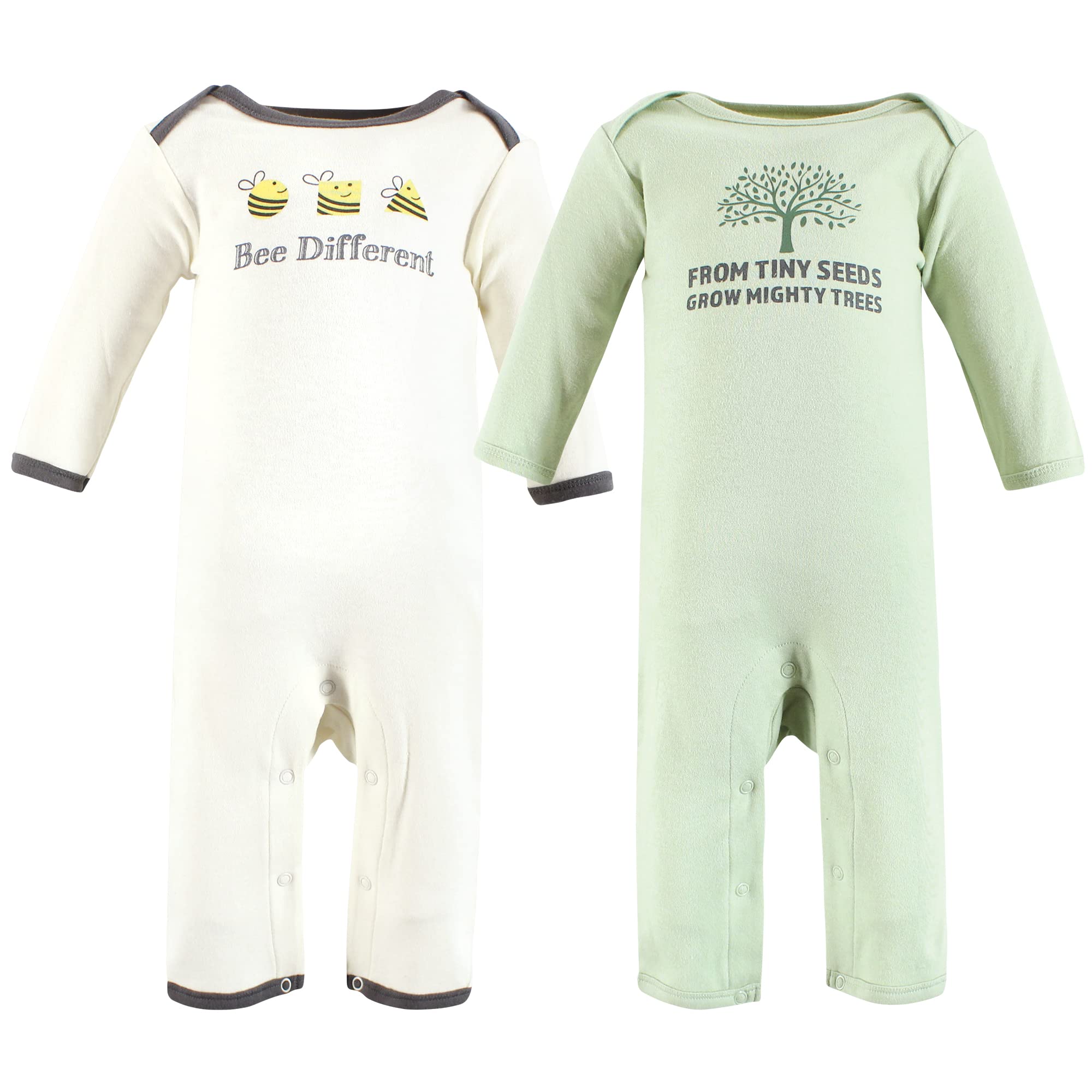 Touched by Nature Unisex Baby Organic Cotton Coveralls, Bee Different, 0-3 Months