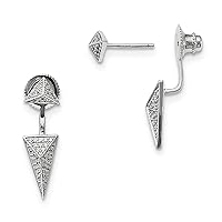 Jewelry Essentials Sterling Silver Rhodium CZ Convertible Back Earrings #638