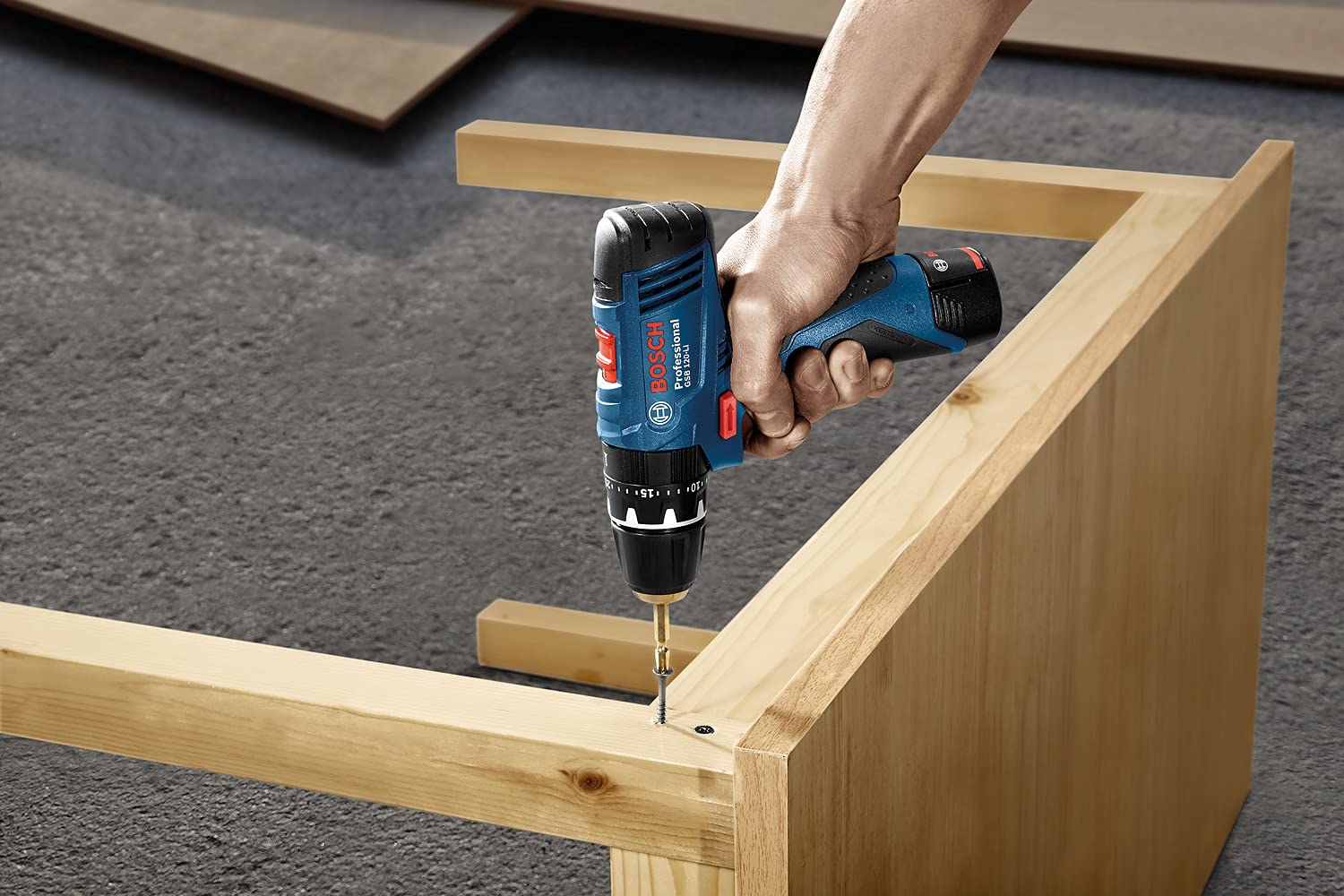 Bosch Professional 12V System Cordless Combi Drill GSB 120-LI (incl 2 x 1.5 Ah Battery, Charger GAL 1210 CV, Carrying Case)