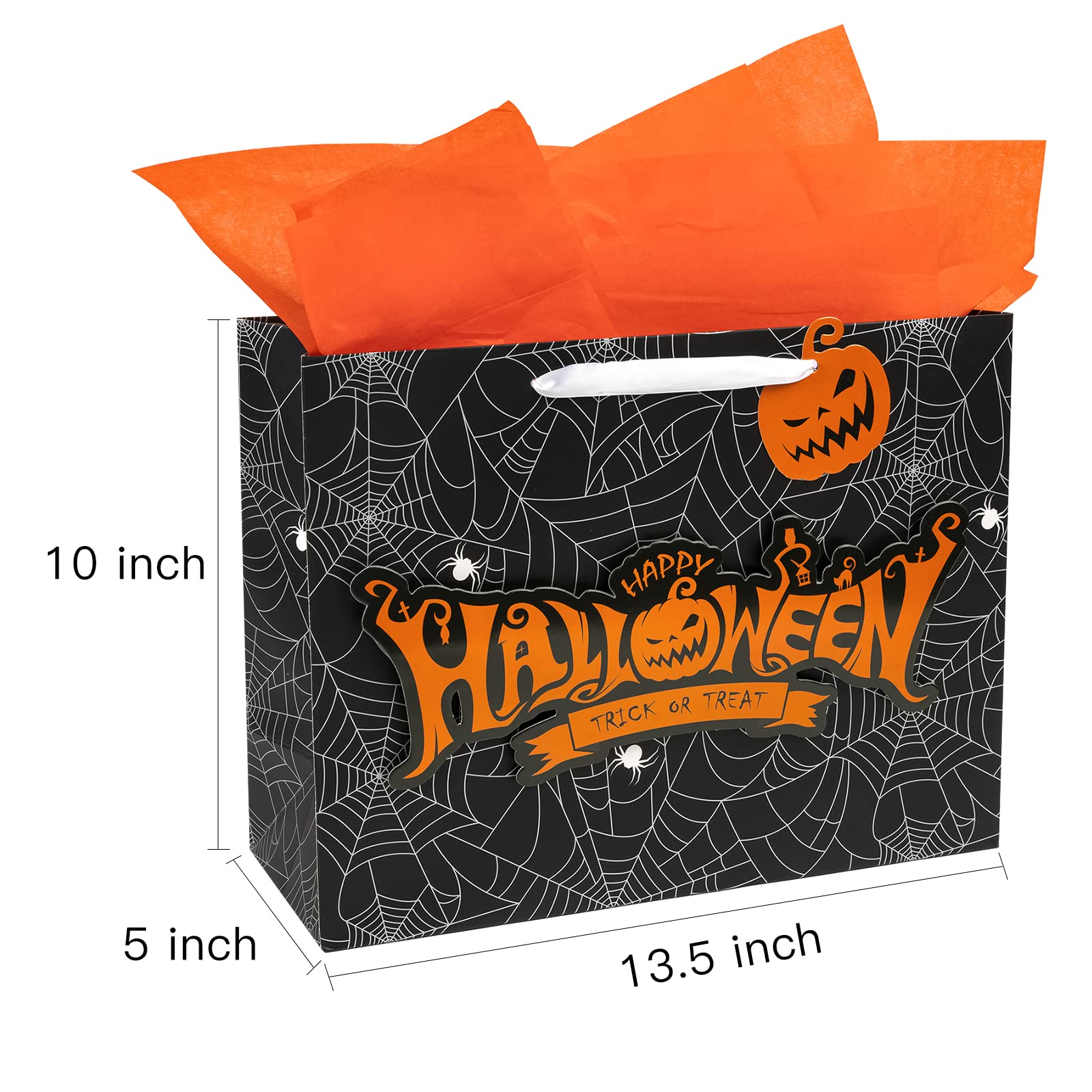Loveinside Halloween Medium Gift Bags with Tissue Paper and Tag for Holiday, Party - 13