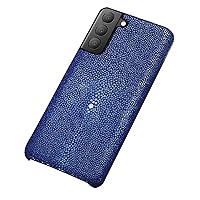 Business Shockproof Breathable Phone Case, for Samsung Galaxy S22 (2022) 6.1 Inch Elegant Pearl Fish Leather Back Cover,Blue