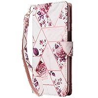 Wallet Case Compatible with Xiaomi Redmi Note 8 Pro, Luxury PU Leather Wallet Case Cover Wrist Strap Kickstand for Redmi Note 8 Pro (Rose Gold)