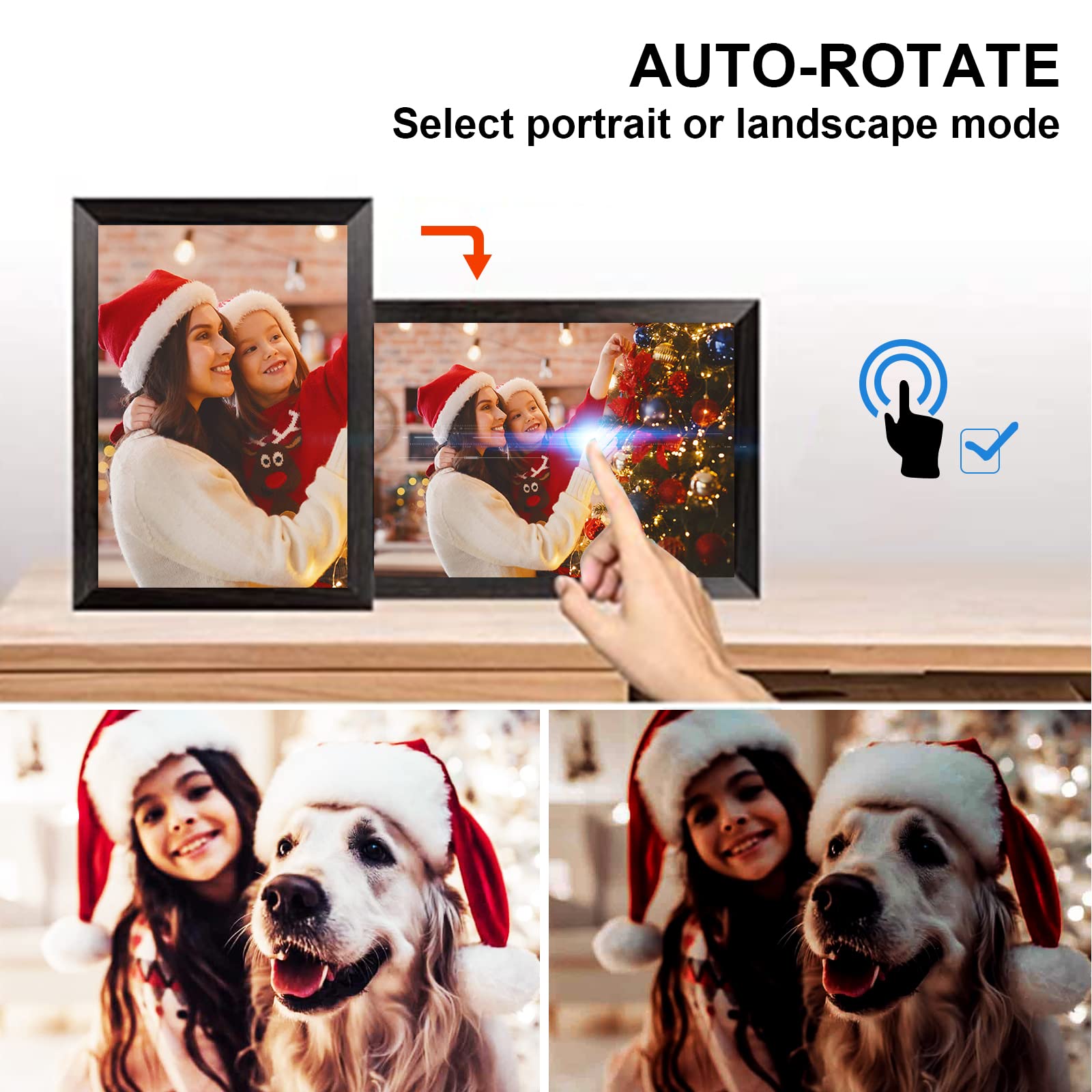 NPET Smart LCD Digital Picture Frame WiFi 10.1 Inch 16GB with IPS Touch Screen HD Display Background Music Support 1080P Video Easy Setup to Send Photos&Video Remotely via App (10 inch)