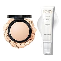 LAURA GELLER NEW YORK Baked Double Take Powder Foundation, Light + Spackle Super-Size Skin Perfecting Makeup Primer with Hyaluronic Acid, Original