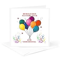 Image of Happy Birthday In German Balloons And Confetti - Greeting Card, 6 x 6 inches, single (gc_223460_5)