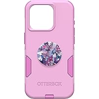 Bundle: OtterBox iPhone 15 Pro (Only) Commuter Series Case - (RUN WILDFLOWER) + PopSockets PopGrip (FLUTTERBY), slim & tough, pocket-friendly, with port protection, PopGrip included