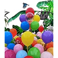 Balloons Assorted Colors 110 Pack, 12 inch Latex Rainbow Balloons100 Pack + 10 Pack Confetti Balloons - Colorful Balloons Use for Birthday, Wedding, Baby Shower, Birthday Party Balloons Decorations