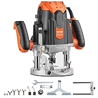 VEVOR Plunge Router, 3-1/4 HP, 120V, 12000-23000 RPM Variable Speed, Electronic Plunge Base Router, Plunge Woodworking Router Kit with Carry Case, Parallel Guide, Straight Guide, 1/4