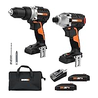 Worx Nitro 20V Impact Driver and Drill Driver with Brushless Motor, Drill Set with Storage Bag, Compact Drill and Driver Combo, Power Share Compatible WX960L – Batteries & Charger Included