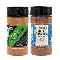 FreshJax Organic Ceylon Cinnamon and Maple Cinnamon Bundle | 2 Large Bottles | Non GMO, Gluten Free, Keto, Paleo, No Preservatives Seasonings and Spices