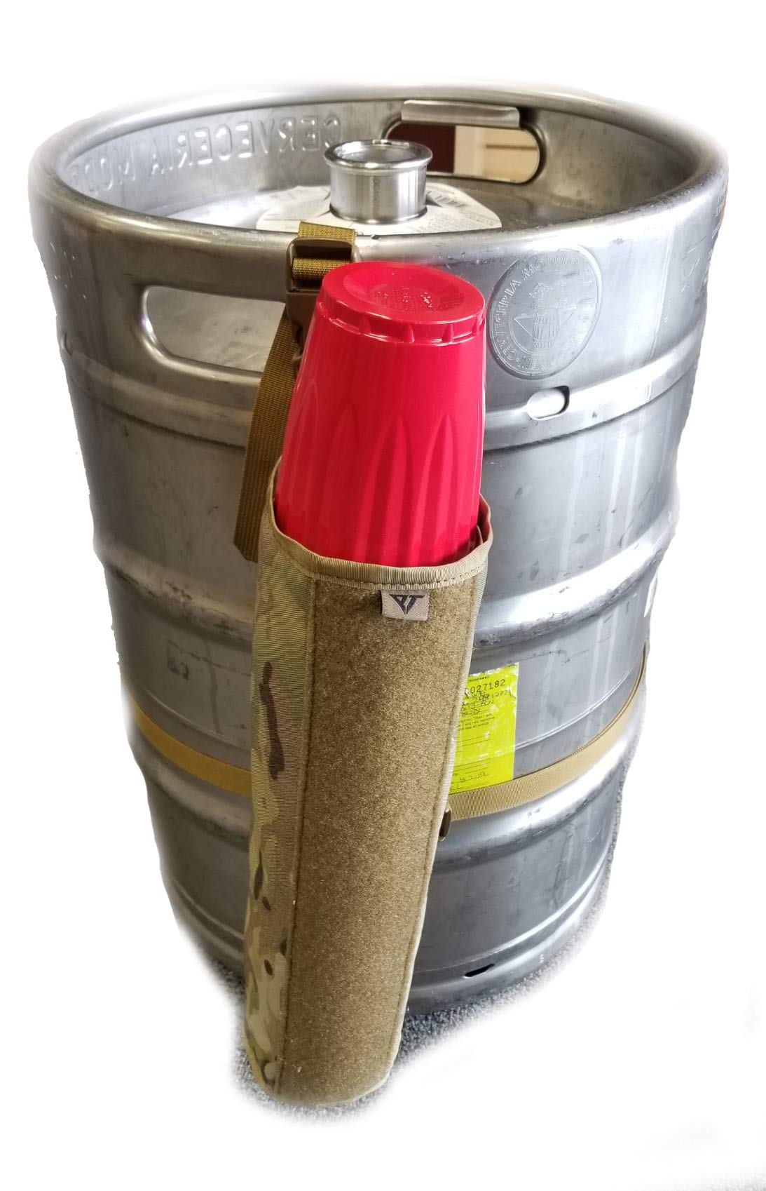 THE"TACTICAL" RED CUP CADDY FOR KEGS (AMERICAN MADE) with morale patch panel