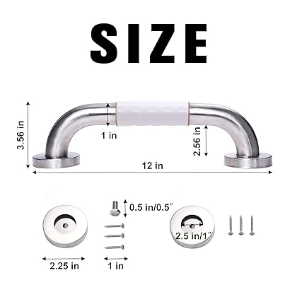 Shower Grab Bar, Grab Bars For Bathtubs And Showers, 12 Inch Grab Bars Anti-Slip Night Vision Luminous Circles For Senior Elderly Bathtub,Toilet, Bathroom,Kitchen,Stairway Handrail, White, 2 Pack