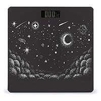 View to The Sky in Nighttime Digital Bathroom Scale for Body Weight Lighted Large LCD Display Round Corner Home